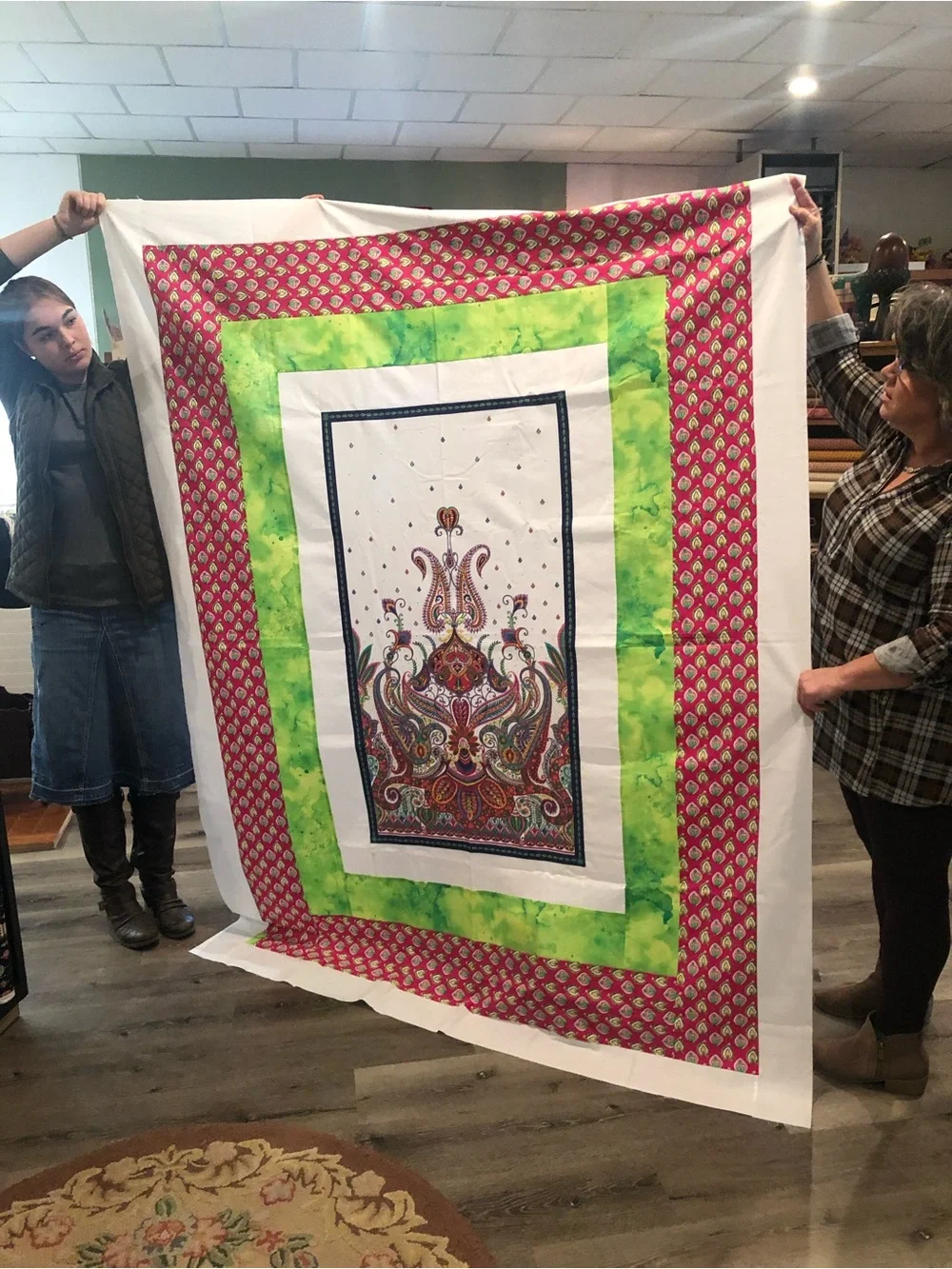 HAND PIECED - ONE OF A KIND Paisley Panel Quilt